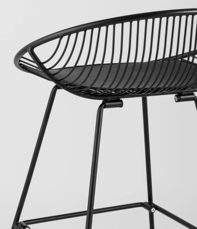 Стул полубарный UFO черный с черной подушкой