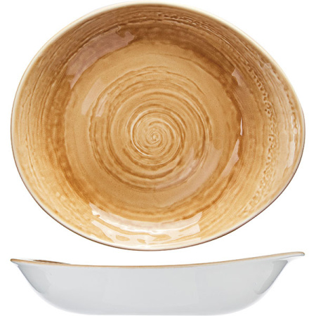 Салатник «Скейп охра»; фарфор; D=28,H=6см; бежев.