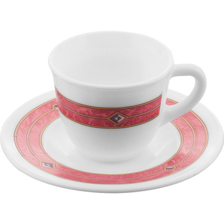 Набор кофейных пар Корал 6 шт, 100 мл, стекло, белый, красный