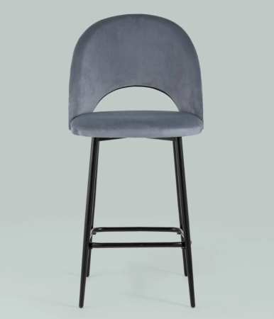 Стул полубарный Меган велюр серый