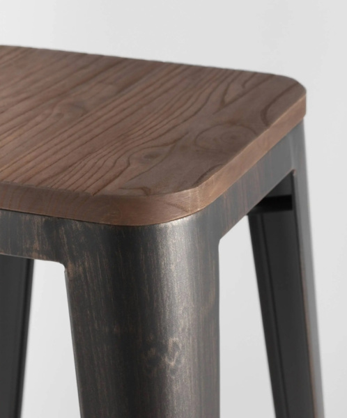 Стул барный TOLIX WOOD черный патина золото