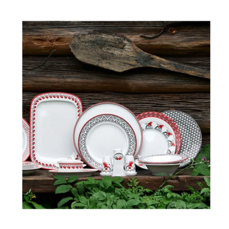 Тарелка Мезень Классик Кони Д=250 мм фарфор белый