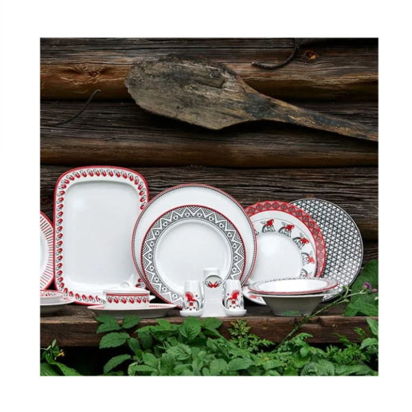 Тарелка Мезень Классик Кони Д=250 мм фарфор белый