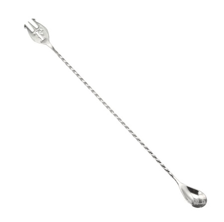 Барная ложка-вилка Cocktail design с эмблемой F 40 см от магазина ligabarshop.ru