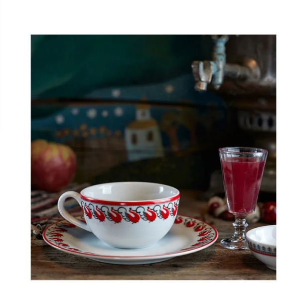 Чашка чайная Мезень Классик Лебеди 250 мл фарфор белый