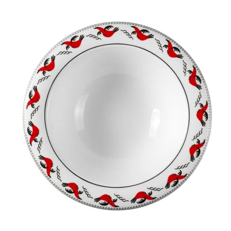 Тарелка Мезень Эстет Гуси Д=220 мм фарфор белый