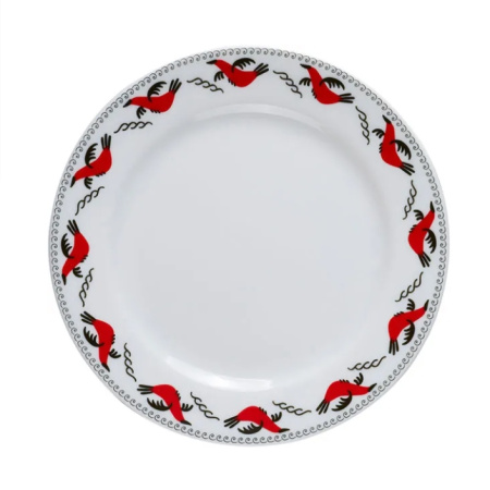 Тарелка Мезень Классик Гуси Д=190 мм фарфор белый