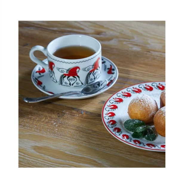 Чашка чайная Мезень Практик Кони 250 мл фарфор белый