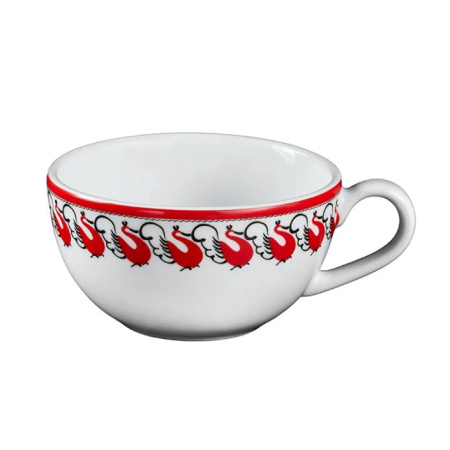 Чашка чайная Мезень Классик Лебеди 250 мл фарфор белый