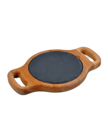 Блюдо для подачи LBS 15 см сланец на дереве с ручками от магазина ligabarshop.ru